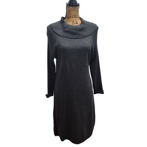 Jessica Howard Charcoal Gray Knit Cowl Neck Long Sleeve Sweater Dress Size L